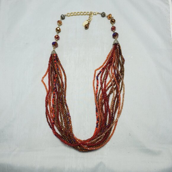 Ali Khan multi row cascade in faceted glass beads with neck/ear set in gift box - Picture 11 of 14